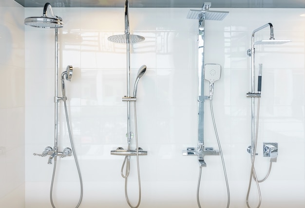 Collection of stainless head shower in bathroom