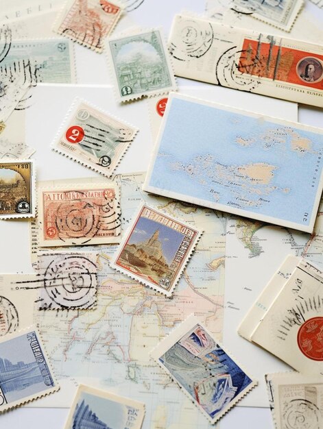 A collection of stamps including one of the world's most famous landmarks.