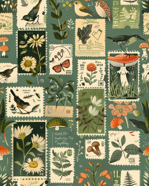 коллекция почтовых марок с бабочкой и словом " любовь "