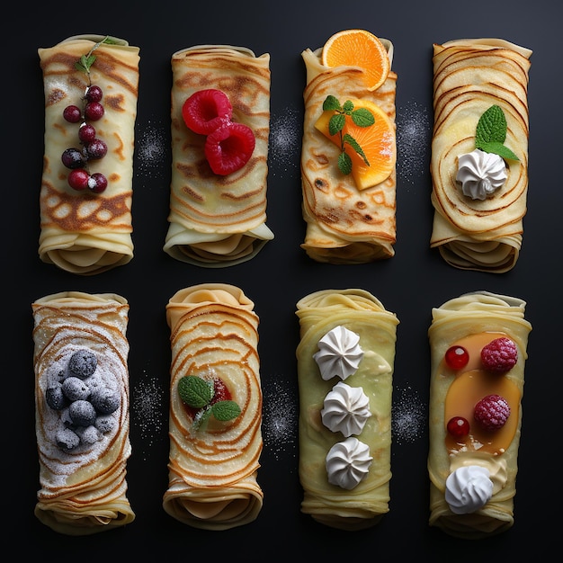 Photo collection of stuffed crepes