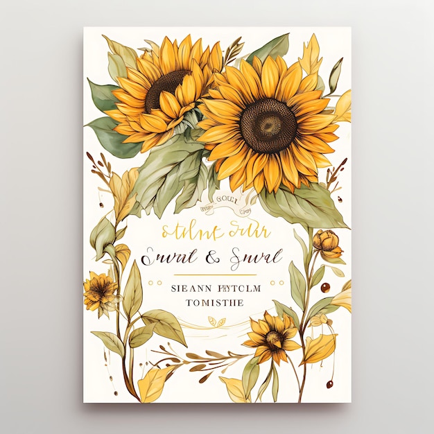 Photo collection sunflower wedding invitation card sunflower shape yellow pap illustration idea design