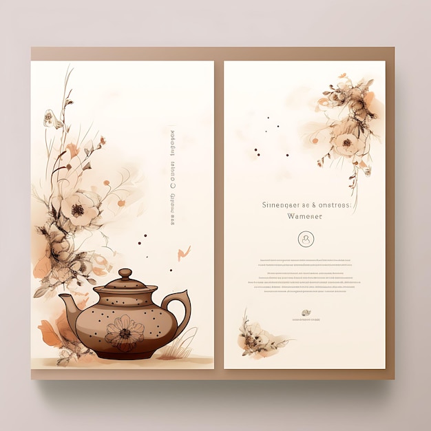Коллекция чайная церемония пригласительная карточка чайник форма чайный цветная бумага иллюстрация идея дизайна
