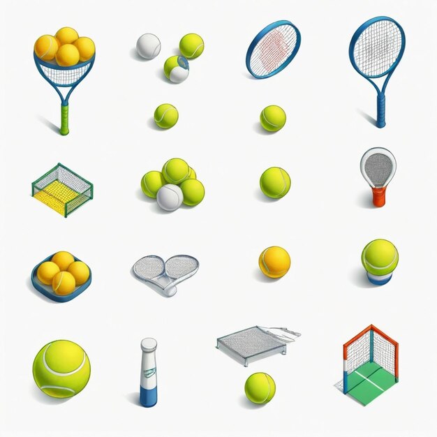 Photo a collection of tennis balls including one that has the word  tennis  on it