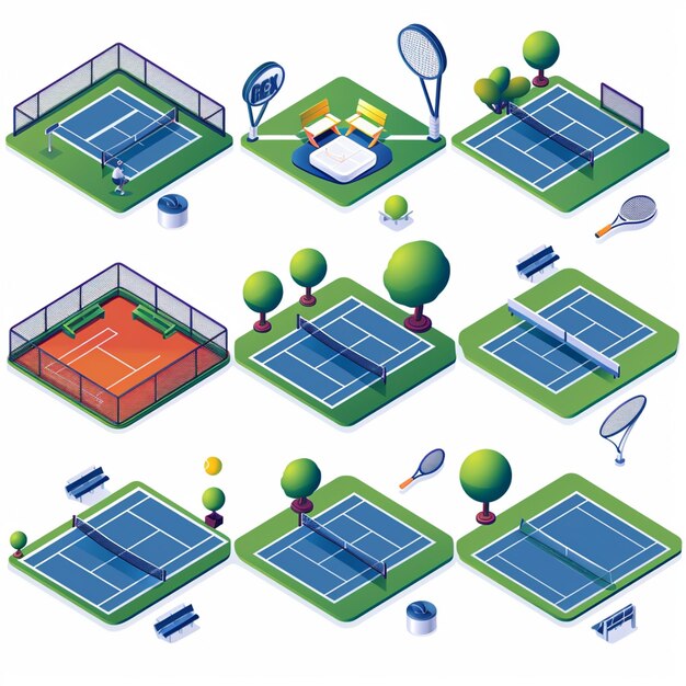 Photo a collection of tennis courts including one of the best players
