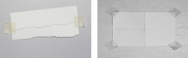 Collection of torn ripped paper with adhesive tape