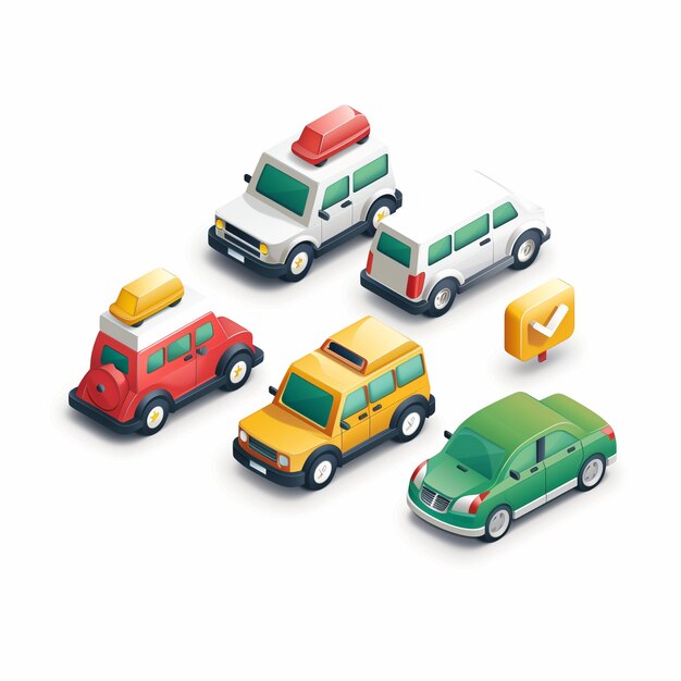 a collection of toy cars including one that has a yellow top