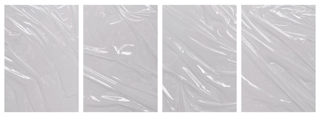Collection transparant wrinkled plastic for background