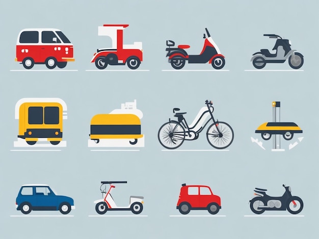 Collection of transportation Symbols Minimalist Illustration