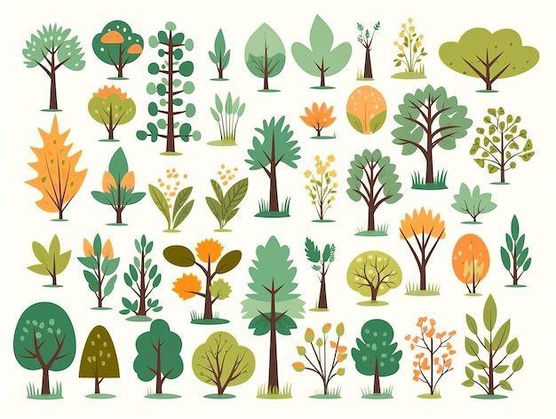 Collection of tree illustration