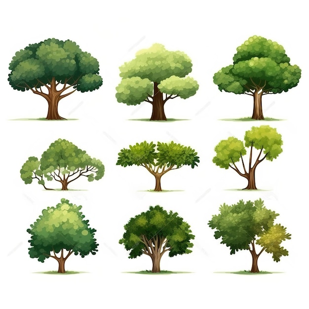 Collection of trees illustrations Can be used to illustrate any nature or healthy lifestyle topic