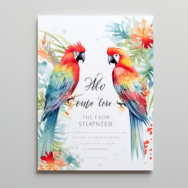 Photo collection tropical bird wedding invitation card bird shape glossy pape illustration idea design