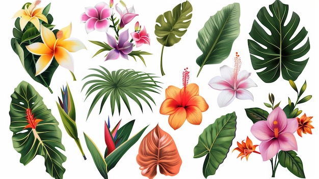 A collection of tropical flowers