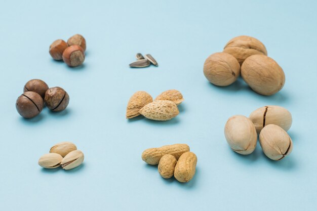 Collection of unpeeled nuts