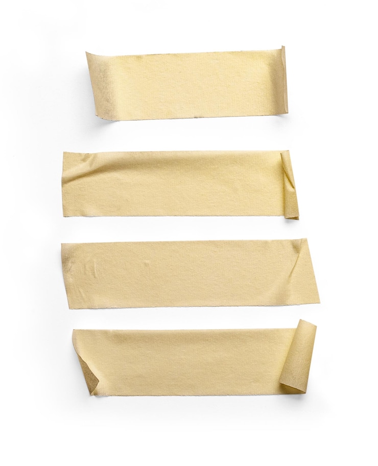 Collection of various adhesive tape pieces on white background.  including Clipping Path