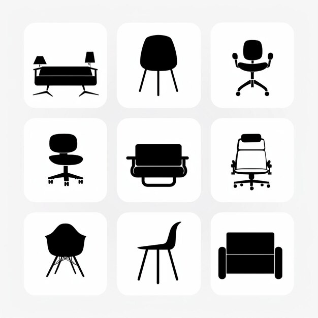 Foto una raccolta di varie sedie e una sedia con una sedia sullo sfondo