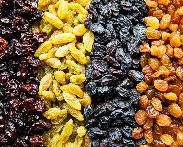 Photo collection of various raisins