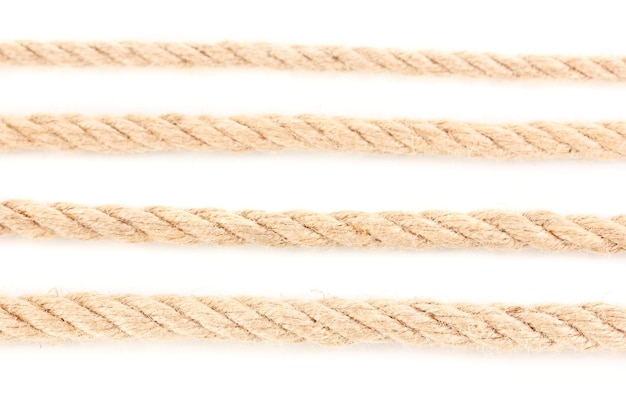 Photo collection of various ropes isolated on white