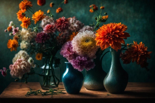 коллекция ваз с цветами в них, включая один с другим с другим с другом с другим