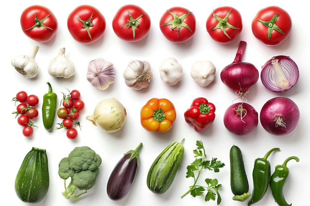 collection vegetables isolated on white background vegetable