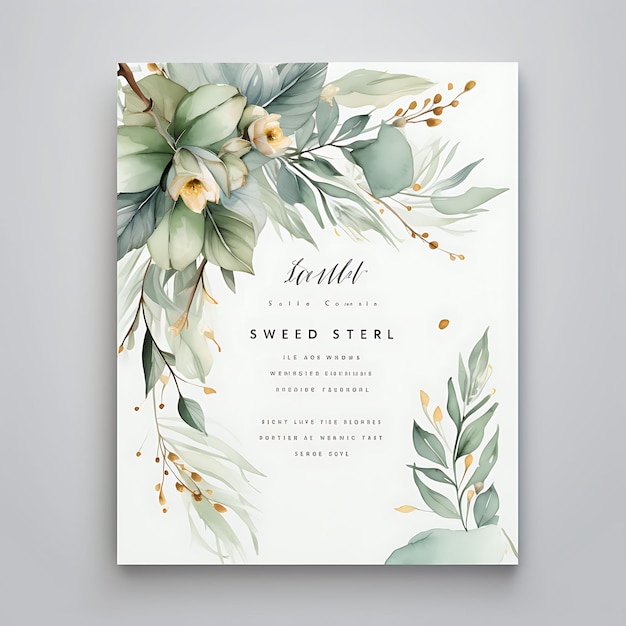 Collection Vintage Botanical Watercolor Wedding Invitation Card Leaf Sh illustration idea design