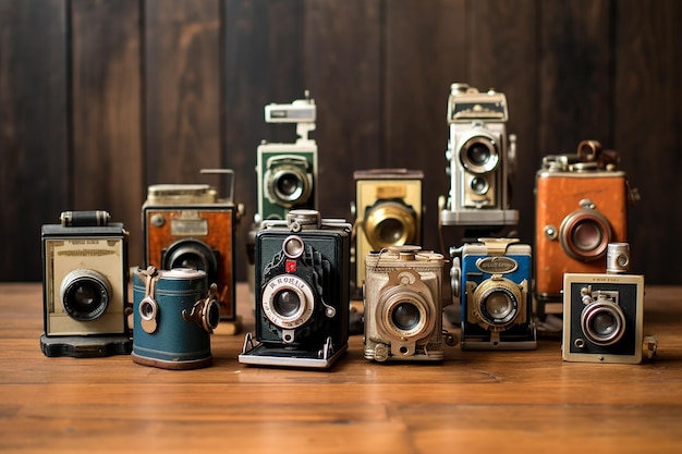 a collection of vintage cameras capturing memories AI generated