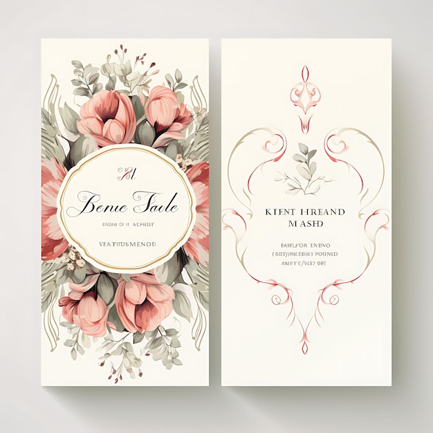 Foto collezione vintage floral wedding invitation card forma ovale testurata c illustrazione idea design