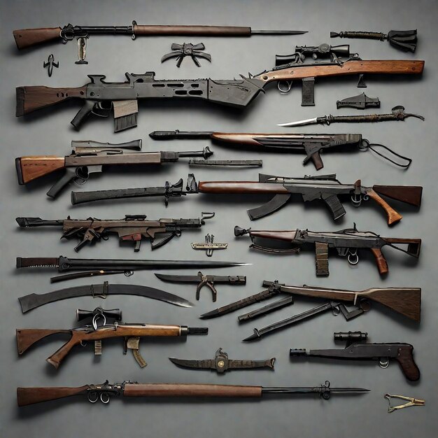 collection of war weapons