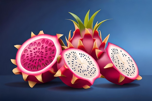 A collection of watermelon cut in half with a blue background.