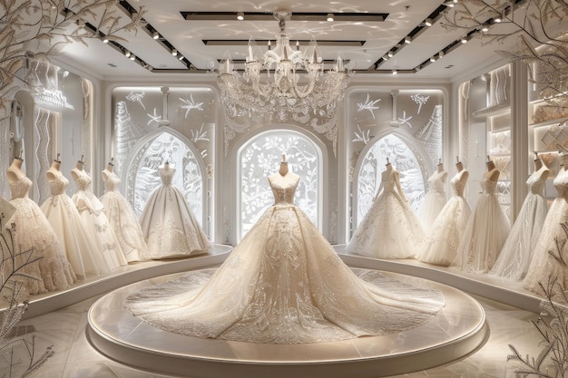 Коллекция свадебных платьев в красивом свадебном бутике