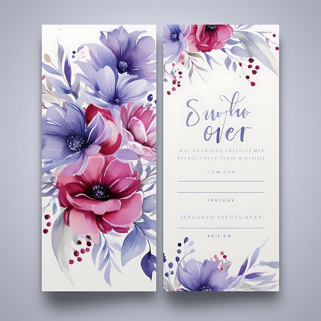 Collection Whimsical Watercolor Illustration Wedding Invitation Card Di illustration idea design