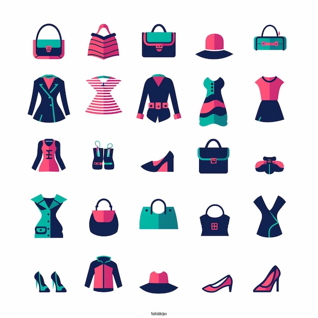 Коллекция женской одежды, в том числе одна, на которой написано "мода"