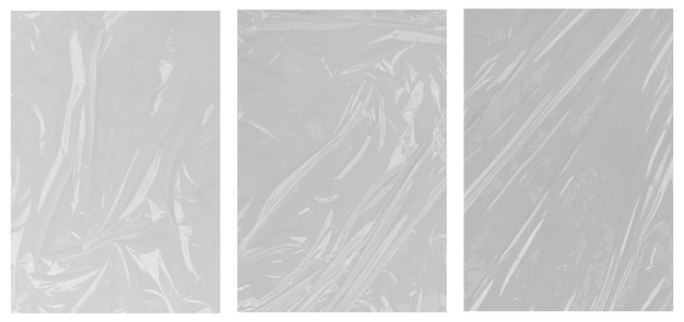 Collection wrinkled plastic plastic or polyethylene bag texture