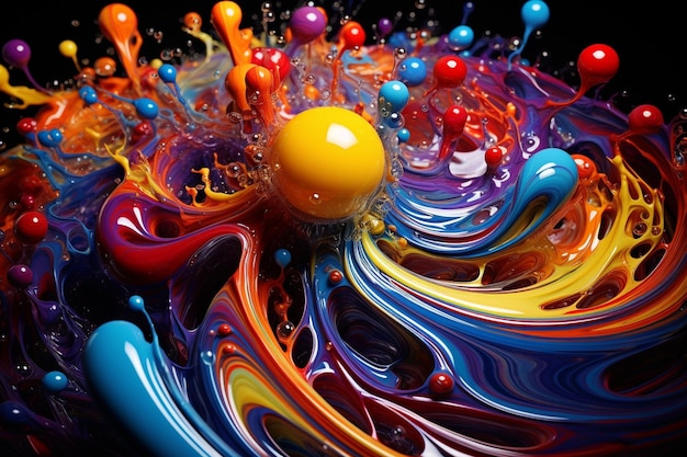 Colleection of colourful splash and spiral flowing fluid design