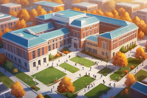 Фото Иллюстрация концепции кампуса колледжа