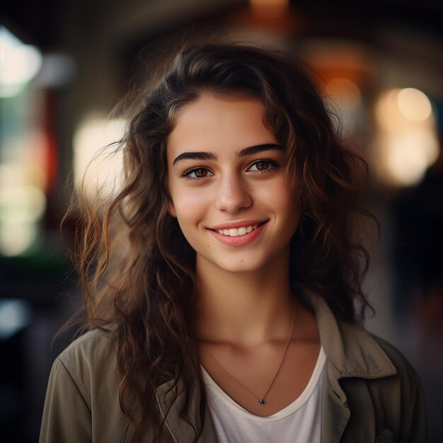 College Charm Smiling Young Female Portrait