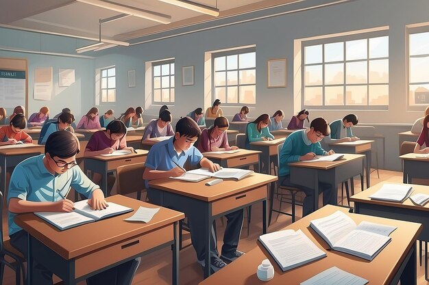 College entrance exam concept illustration