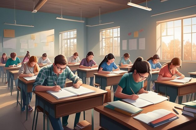 College entrance exam concept illustration