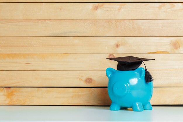 College graduate student diploma piggy bank