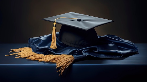 College graduation cap and gown Created with Generative AI technology