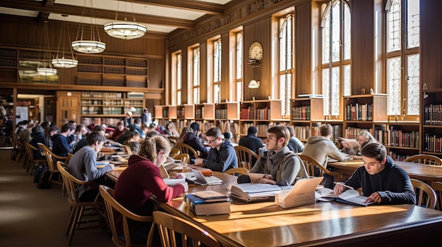 College lecture hall where students diligently take notes to capture the essence of the lesson Generated by AI