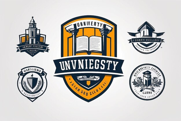 Шаблон дизайна логотипа колледжа Векторная иллюстрация Университетский колледж Логотип Значки Эмблемы Знаки Акции Вектор Логотип кампуса колледжа