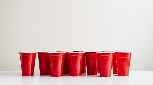 Photo college party and beer pong concept with red drinking