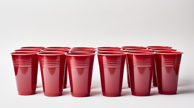 Foto college party en bier pong concept met rood drinken