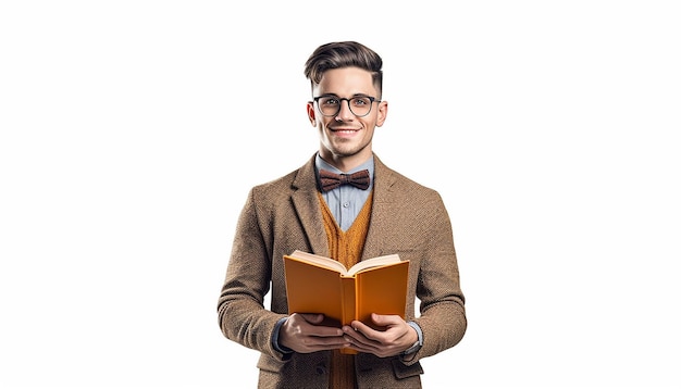 A college student holds a book Graduation and success concept Professional photoshoot