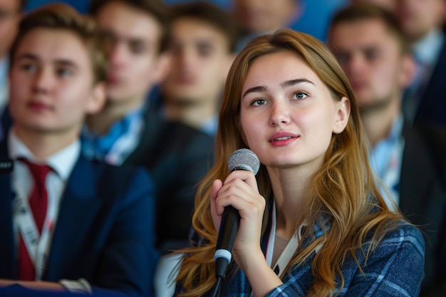 college student participate in conference