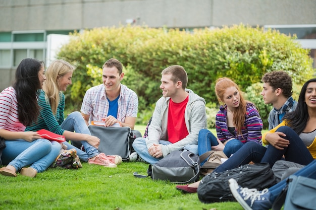 College students sitting in the park