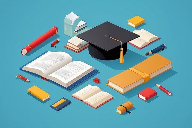 Photo college university education graduation flat 3d web isometric infographic concept template vector