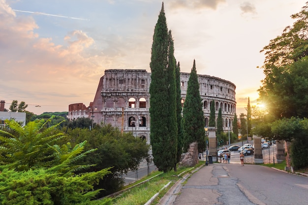 The Colloseum in Rome, view from the Oppian Hill park, Italy.