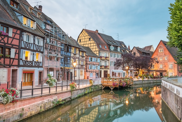 Colmar, Petit Venice, water canal and traditional colorful houses