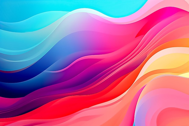 Coloful smooth waves on gradient background AI generated